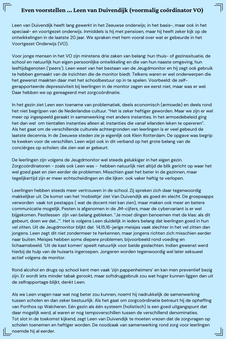 Portret Leen van Duivendijk (voormalig coördinator voortgezet onderwijs)